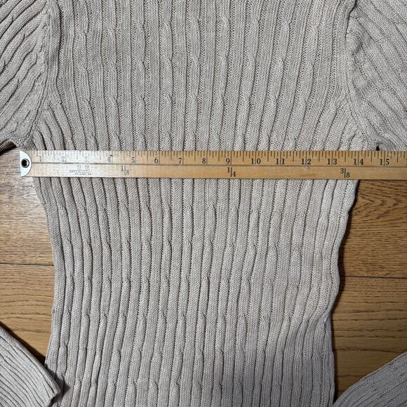 Vintage Carol Little 100% Linen Cable Knit Sweater SZ XL Tan Classic Natural EUC - Picture 4 of 5